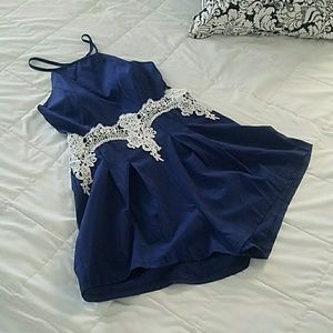Navy playsuit / romper with lace details